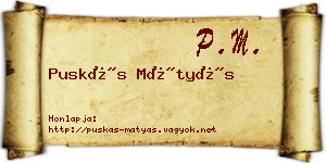 Puskás Mátyás névjegykártya